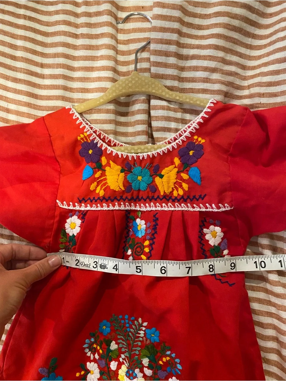 Baby Girl Red Embroidered Floral folk Mexican Dress 6-12 months
